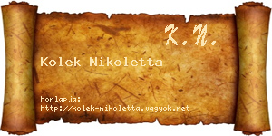 Kolek Nikoletta névjegykártya
